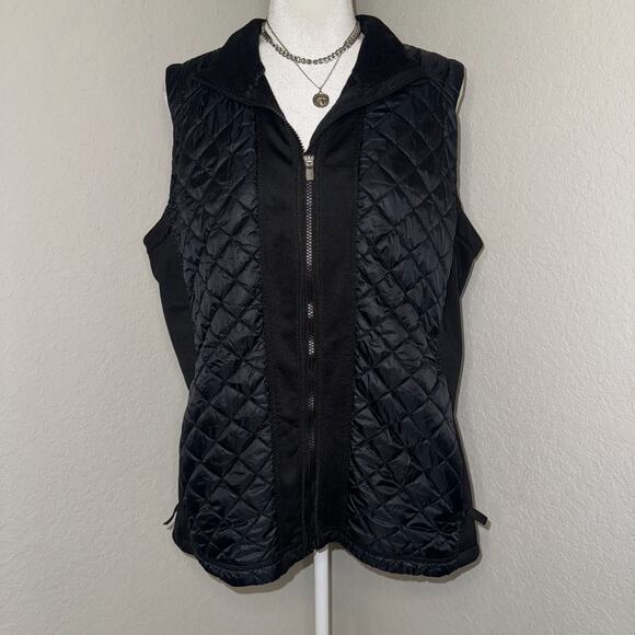 Athleta Rock Springs Quilted Puffer Vest Womens L Black Stretch Pockets Full Zip - Picture 1 of 5